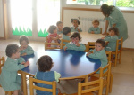 Grupo de crianças contacta com o novo espaço